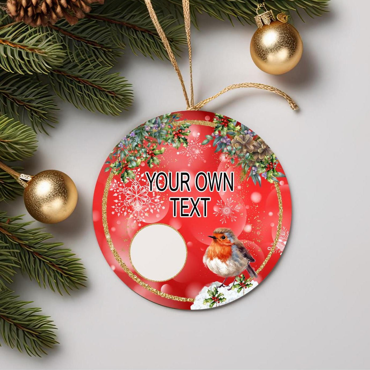 Personalised Christmas robin memorial bauble with own wording