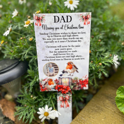 Personalised robin Christmas memorial grave marker