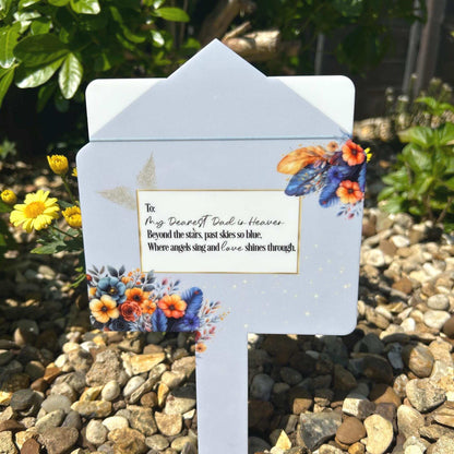 Personalised Dear Dad memorial letter grave marker for a graveside