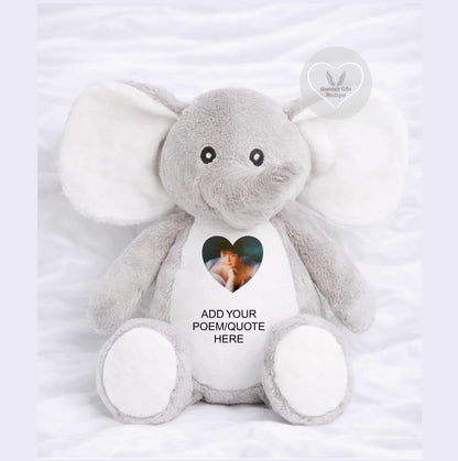 Personalised elephant photo memory bear remembrance keepsake