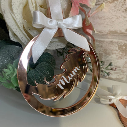 Personalised feather remembrance decoration for a loved one