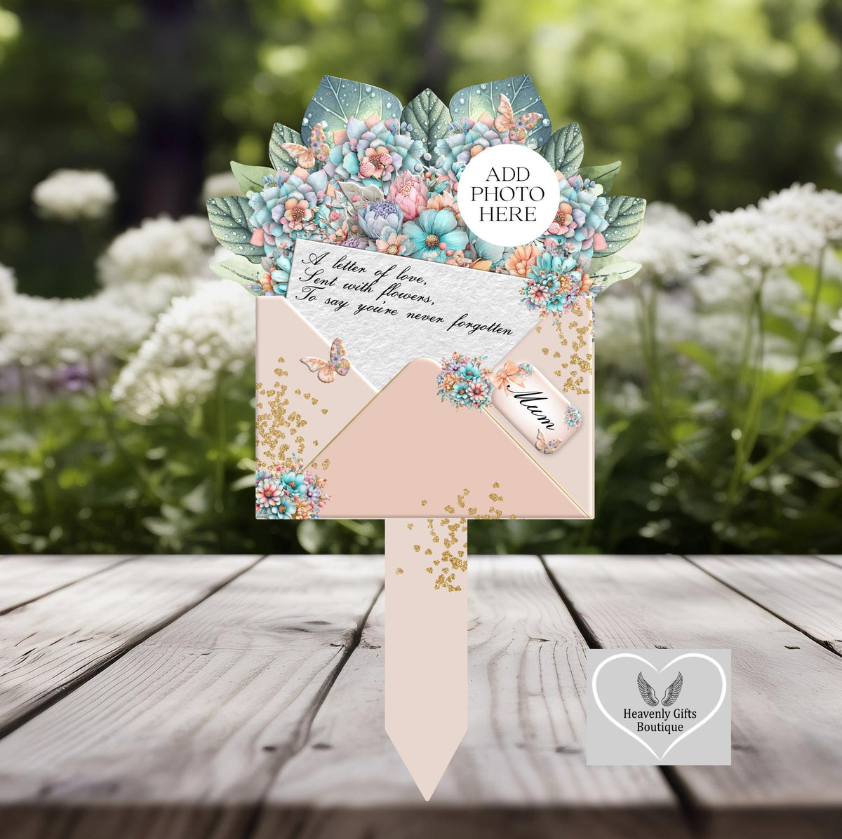 Personalised flower bouquet grave marker for a loved one