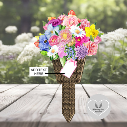 Personalised flower bouquet grave marker floral memorial tribute