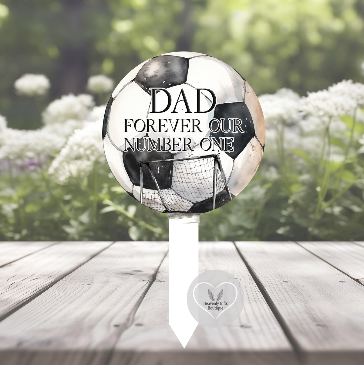 Personalised football grave marker keepsake for a loved one
