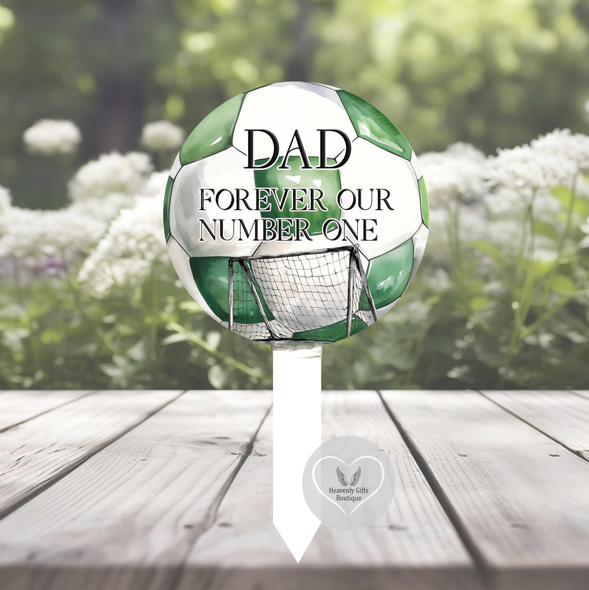 Personalised football memorial plaque for graveside remembrance