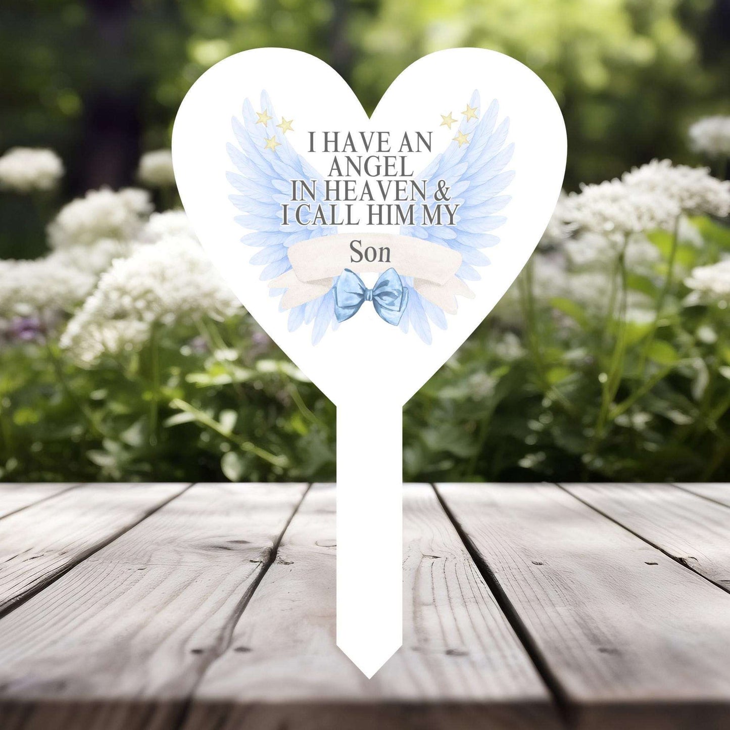Personalised graveside remembrance marker with angel wings