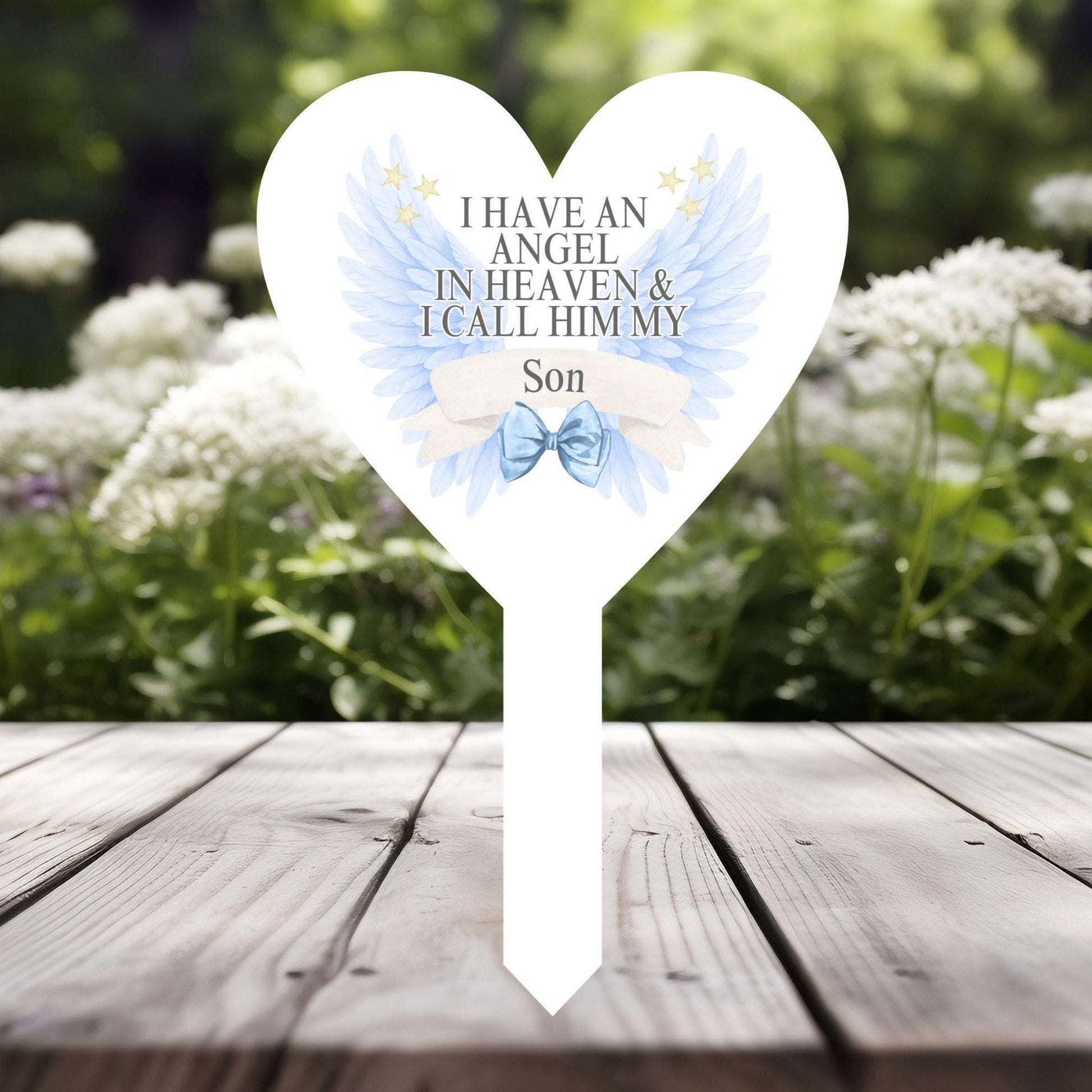 Personalised graveside remembrance marker with angel wings
