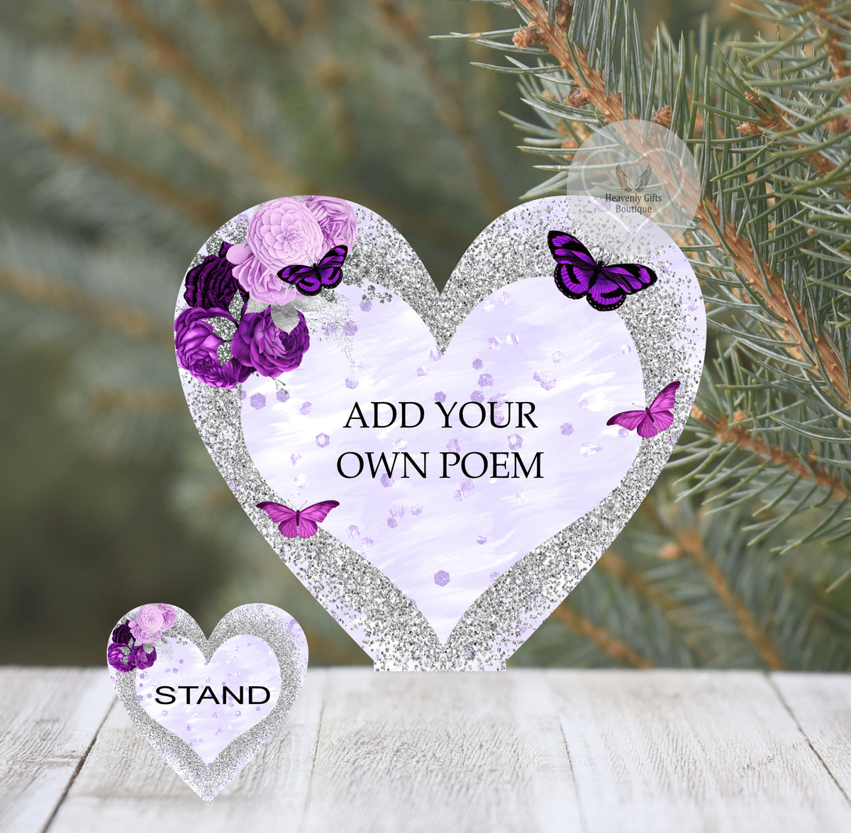 Personalised floral heart plaque for Mum with your own quote or wording