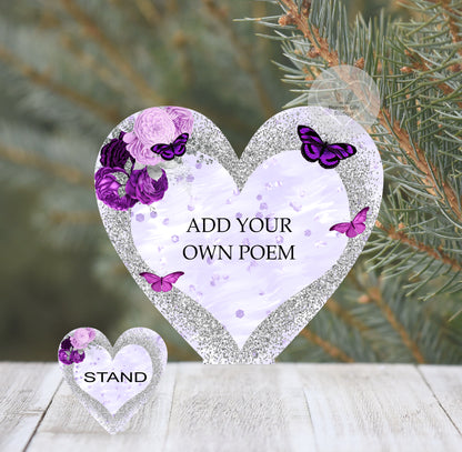 Personalised floral heart plaque for Mum with your own quote or wording