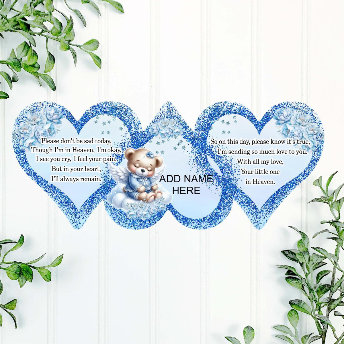 Personalised infant loss heart keepsake with remembrance poem