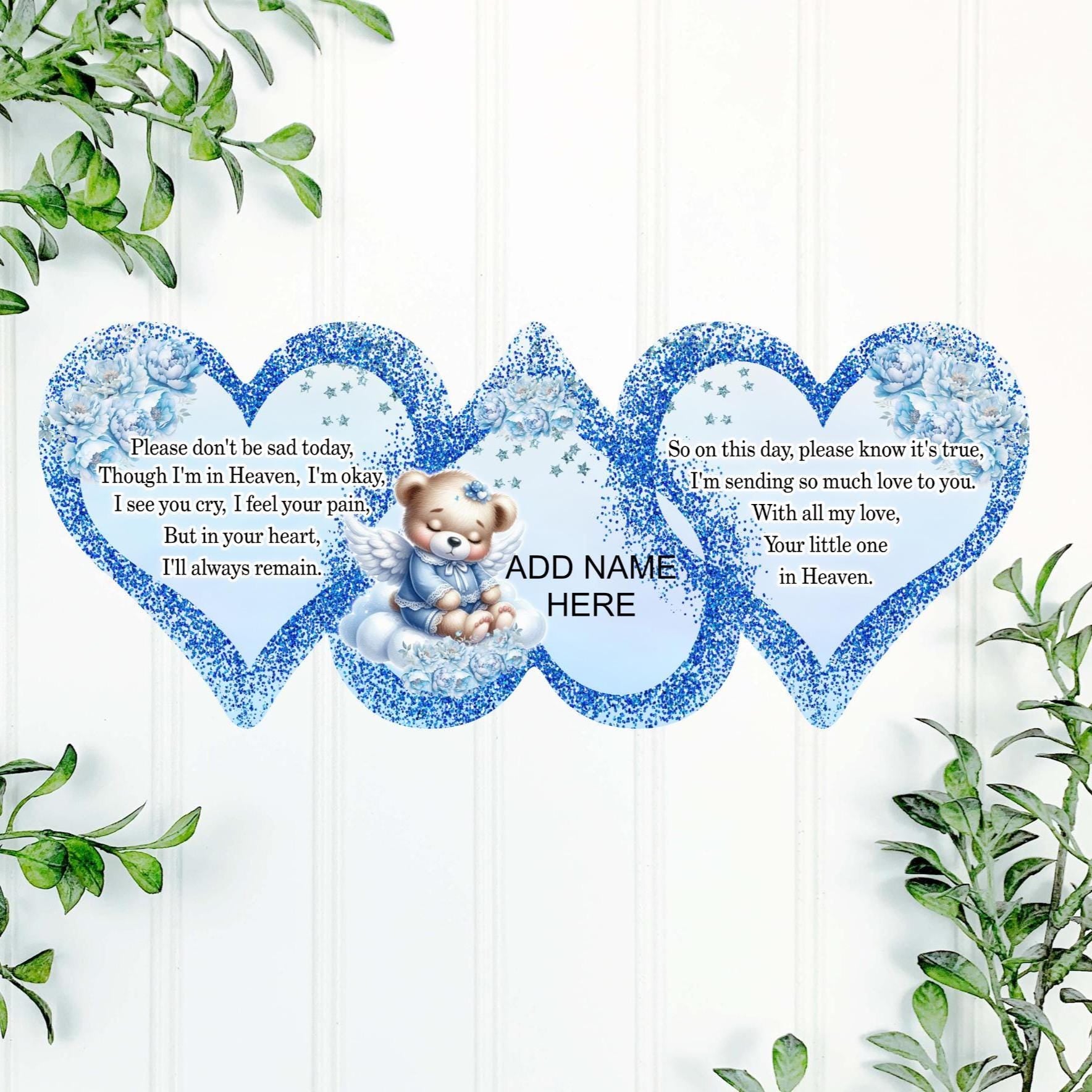Personalised infant loss heart keepsake with remembrance poem