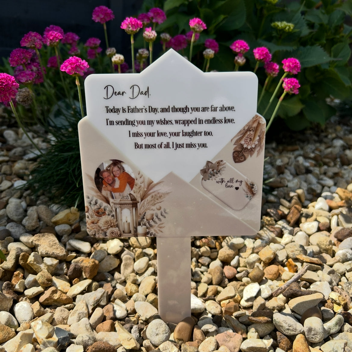 Personalised letter to Dad in heaven memorial grave marker
