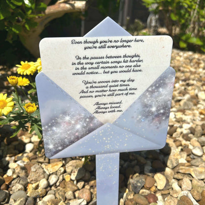 Blue personalised Letter to Heaven memorial grave marker