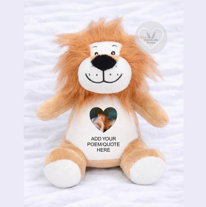 Personalised lion photo remembrance bear keepsake