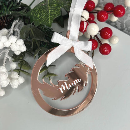 Personalised memorial feather decoration with name