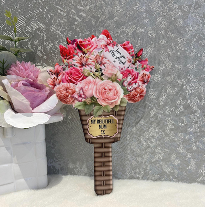 Personalised memorial flower bouquet grave marker design