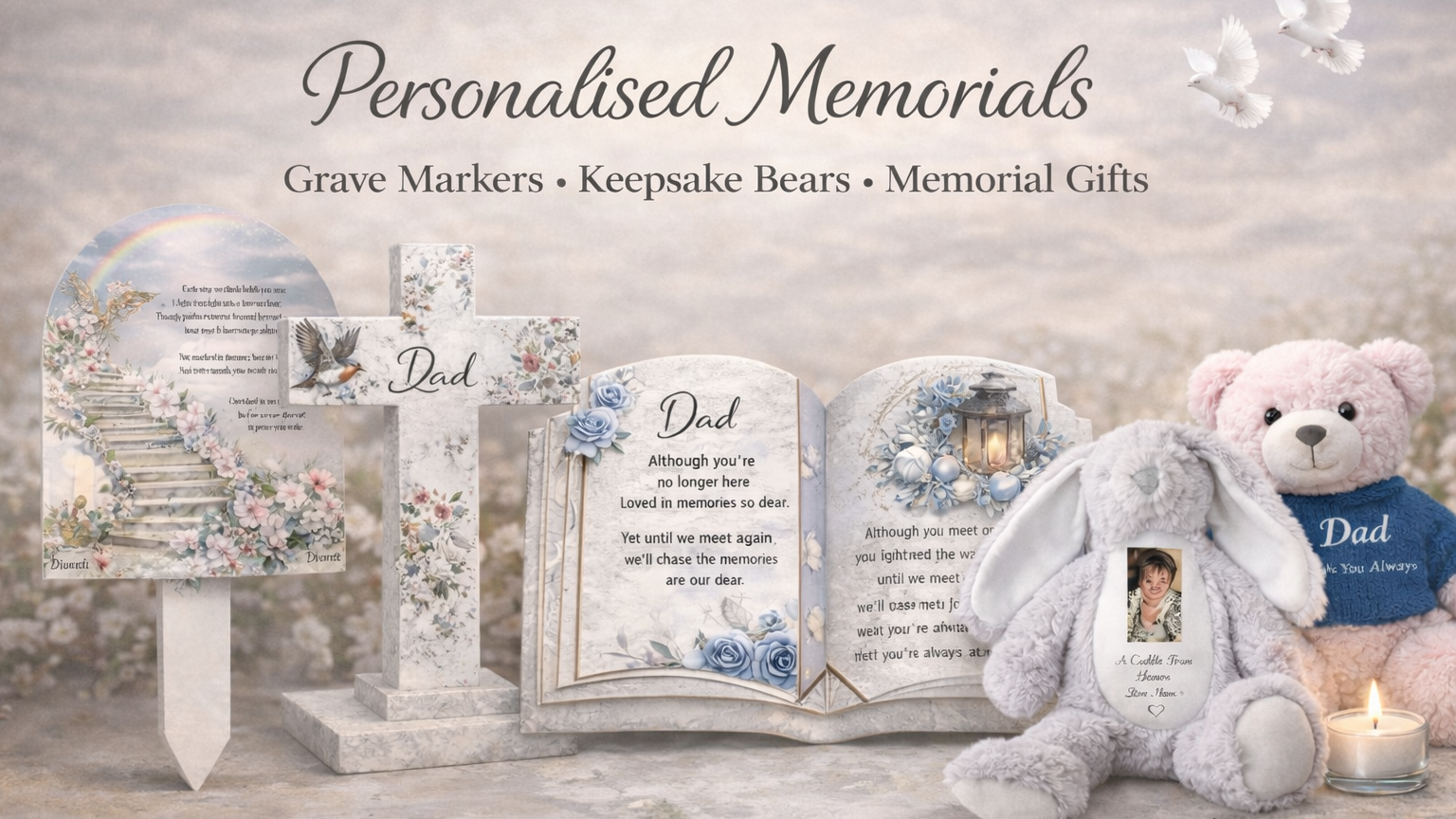 Personalised memorial gifts and graveside tributes from Heavenly Gifts Boutique