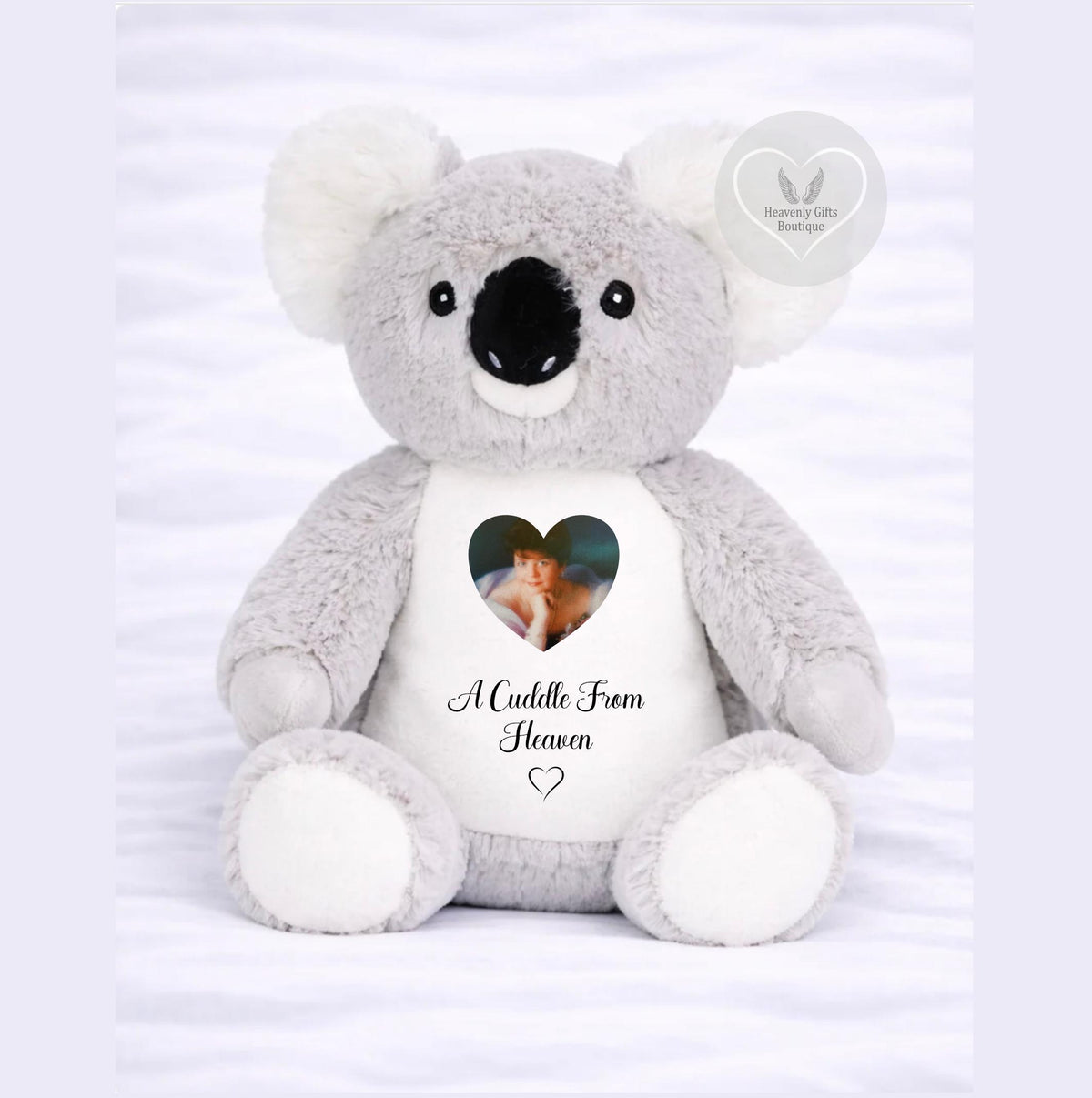 Personalised koala memorial teddy bear with photo