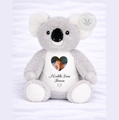 Personalised koala memorial teddy bear with photo