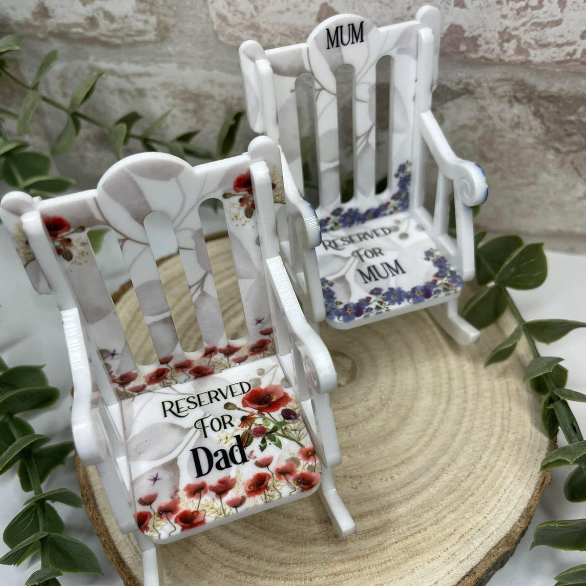 Personalised memorial rocking chair keepsake for a loved one