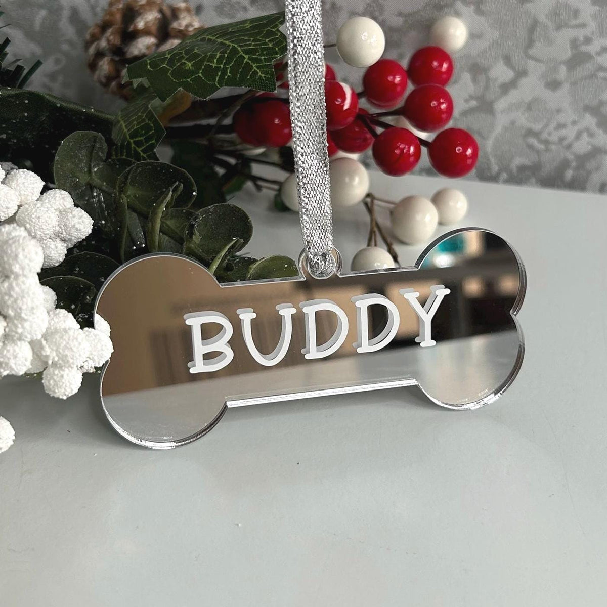 Personalised pet bone Christmas bauble