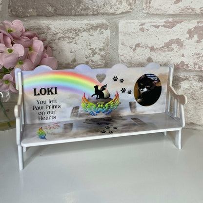 Personalised pet memorial bench with name and remembrance wording