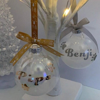 Personalised pet memorial feather Christmas bauble