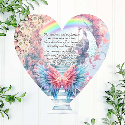 Personalised rainbow memorial tealight plaque with remembrance wording
