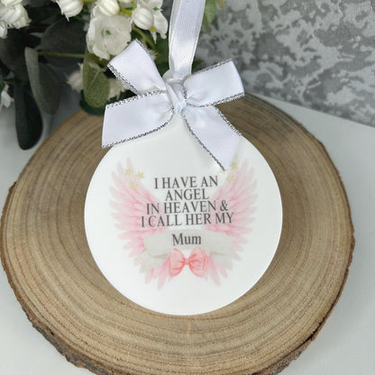 Personalised remembrance angel bauble with name and relationship