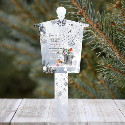 Personalised robin Christmas grave marker for someone dearly missed