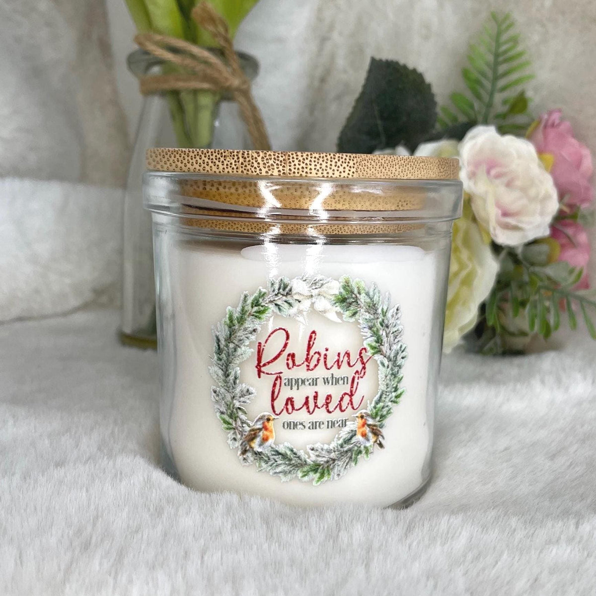 Robin memorial candle keepsake for remembering someone special