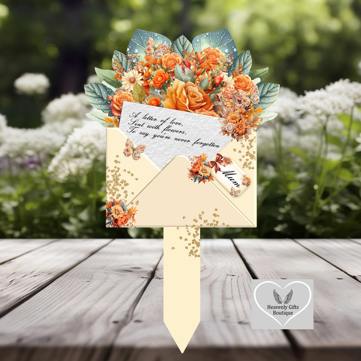 Personalised rose bouquet grave marker for a loved one