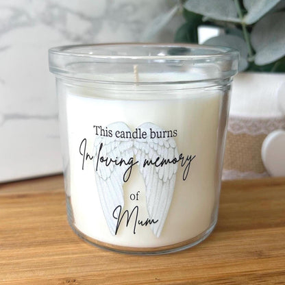 Personalised sympathy memorial candle for someone deeply missed