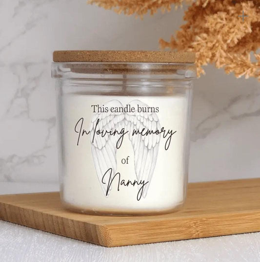Personalised This Candle Burns In Loving Memory memorial candle