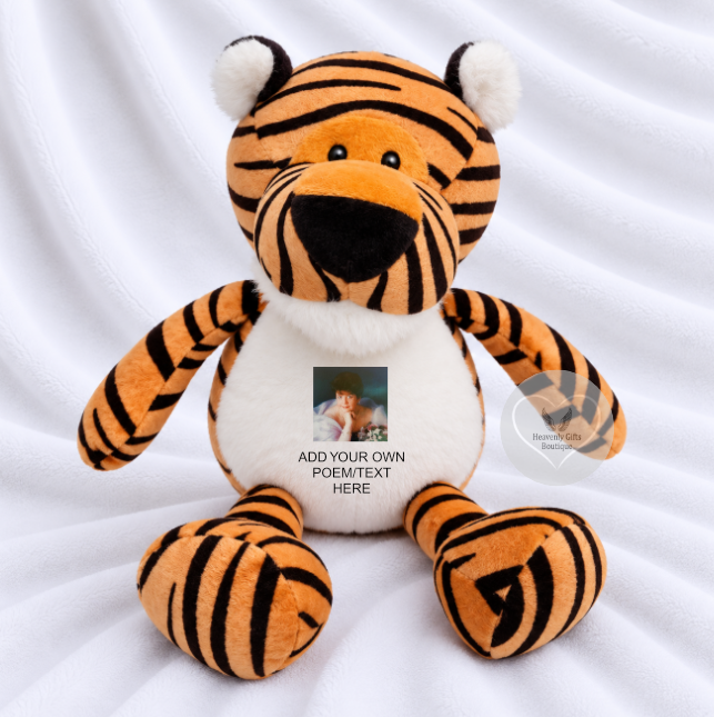 Personalised tiger photo memory bear with printed tummy