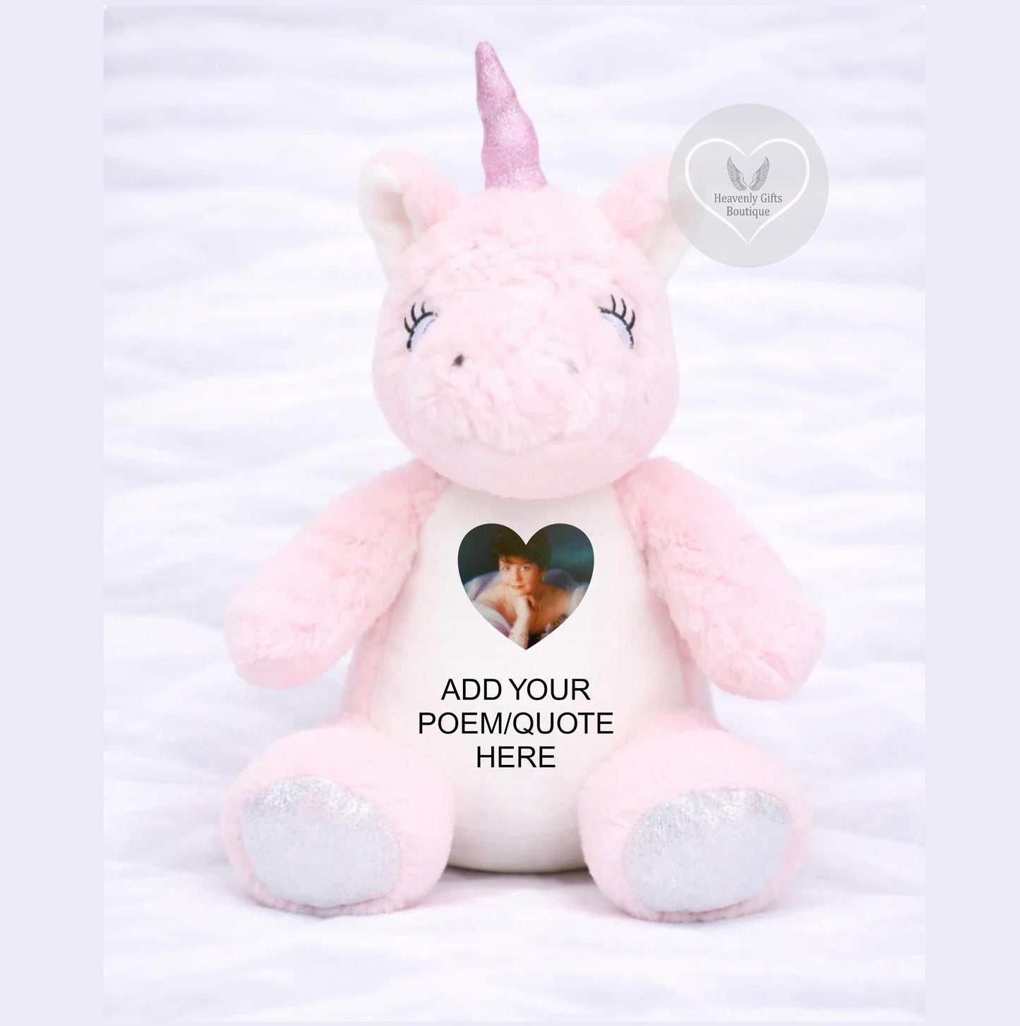 Personalised unicorn photo memory bear remembrance keepsake