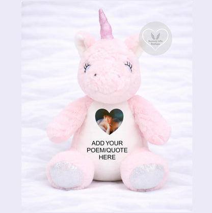Personalised unicorn photo memory bear remembrance keepsake