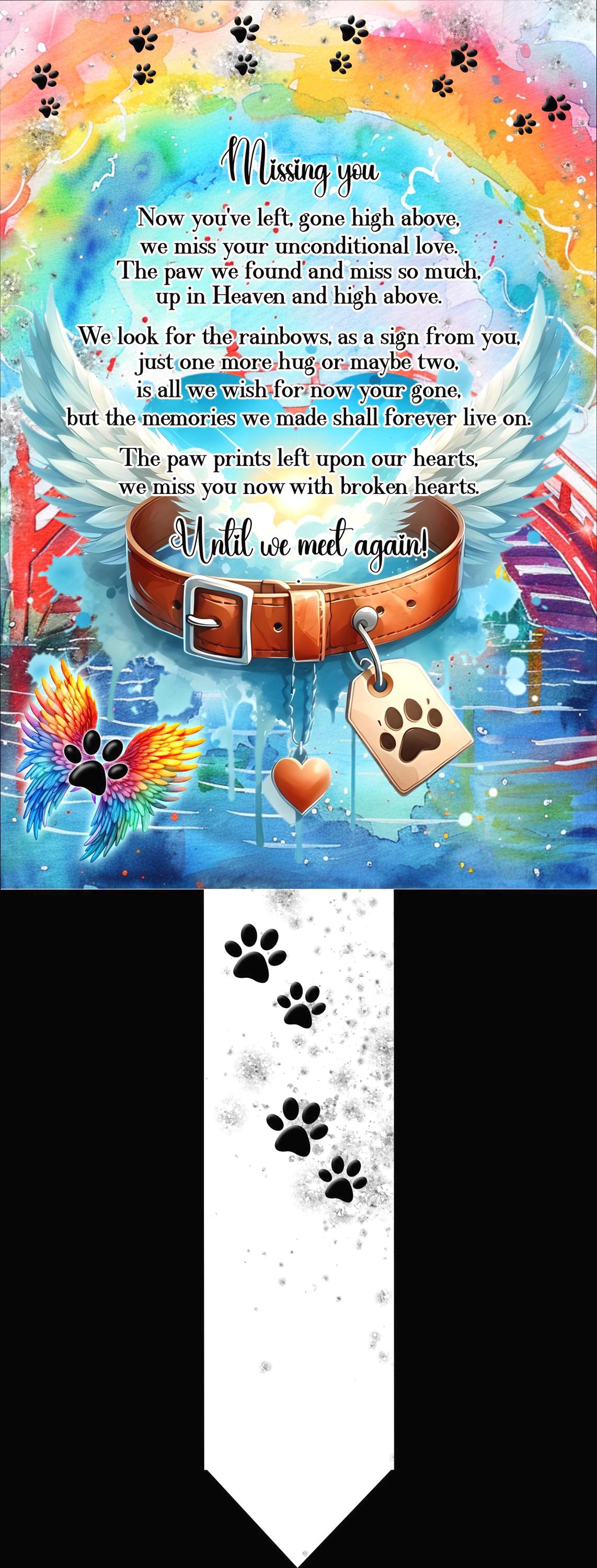 Pet bereavement memorial grave marker for garden or graveside