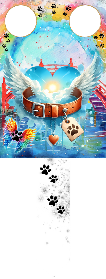 Pet grave marker with two photos and personalised memorial wording