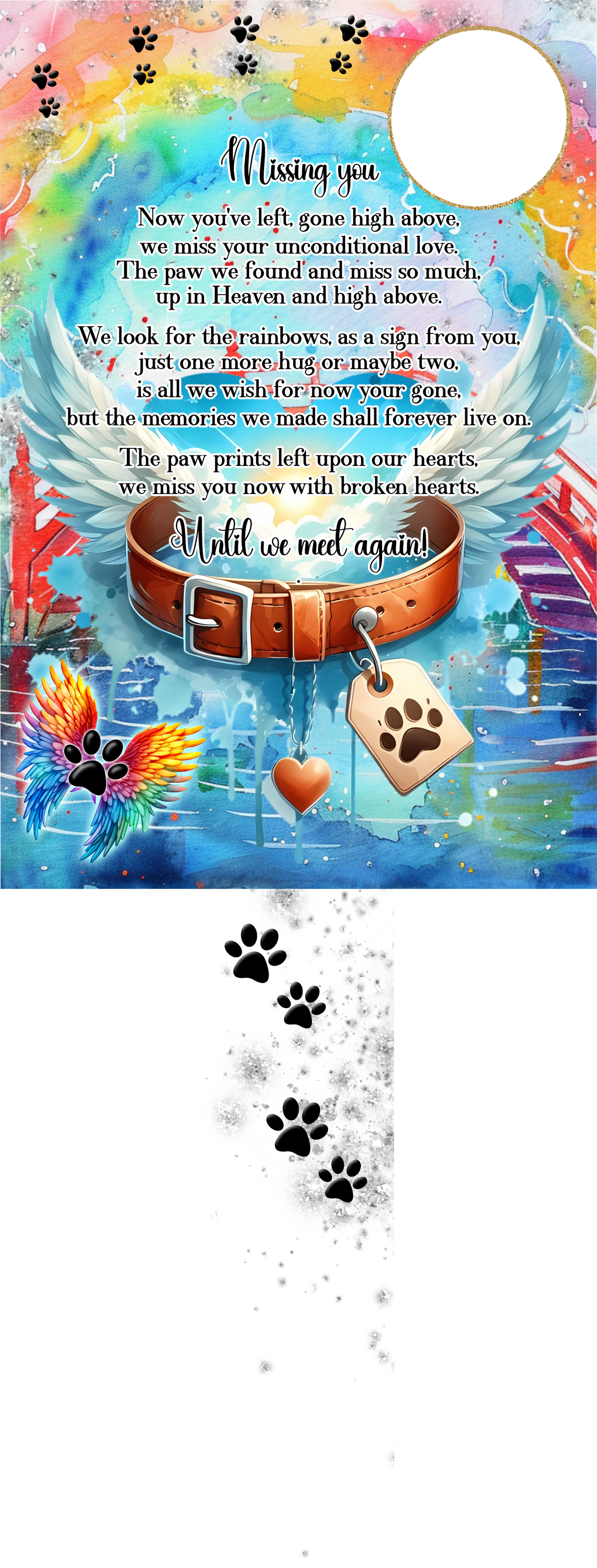 Pet memorial grave marker personalised with one photo and poem