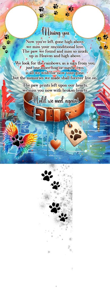 Pet memorial grave marker personalised with two pet photos and poem