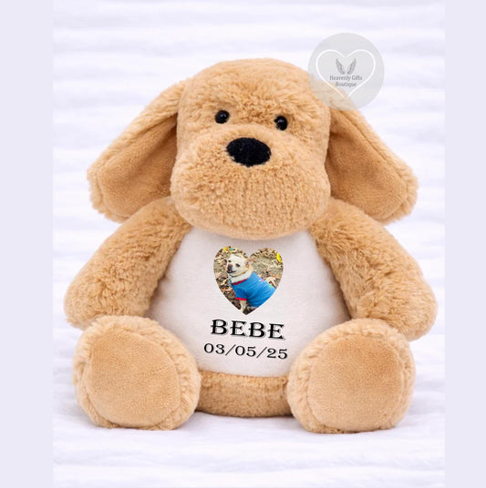 Pet memorial photo teddy keepsake with personalised dog photos