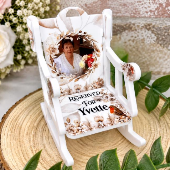 Personalised photo robin memorial rocking chair