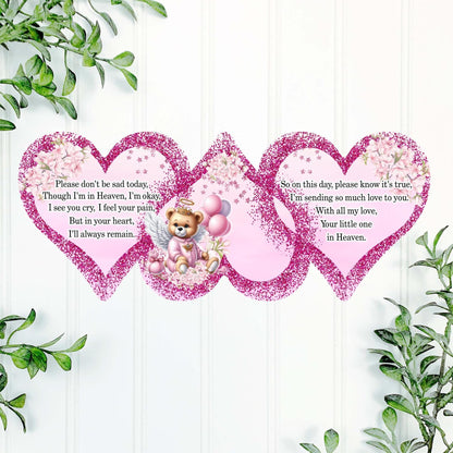Pink infant remembrance heart plaque personalised with name