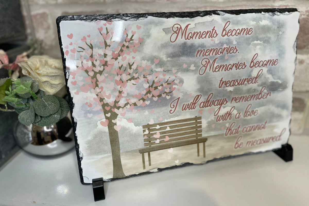 Pink memorial photo slate keepsake for a loved one