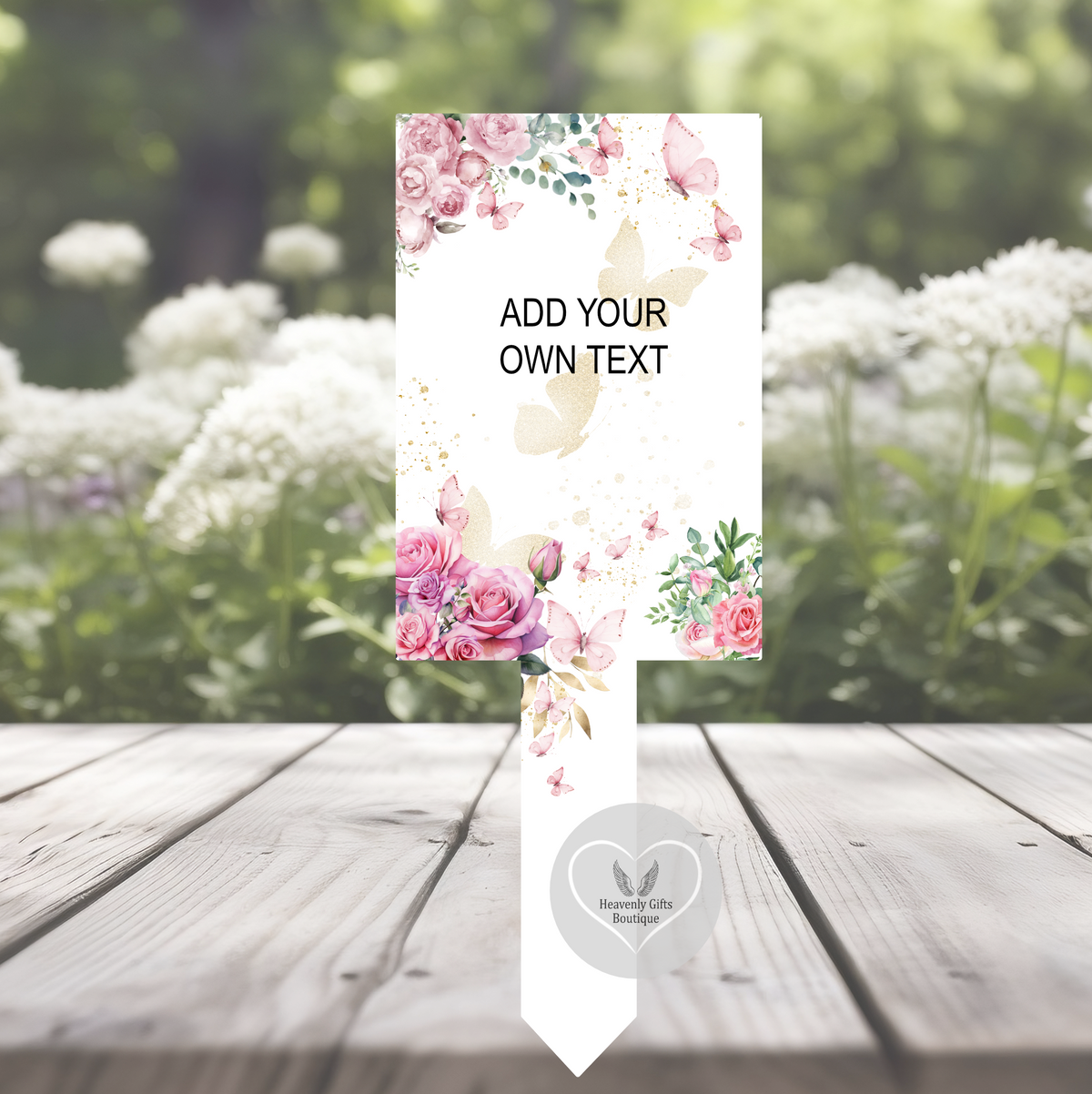 Pink rose memorial grave marker personalised with your own poem or wording