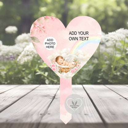 Pink baby loss memorial grave marker with your own personalised wording and photo