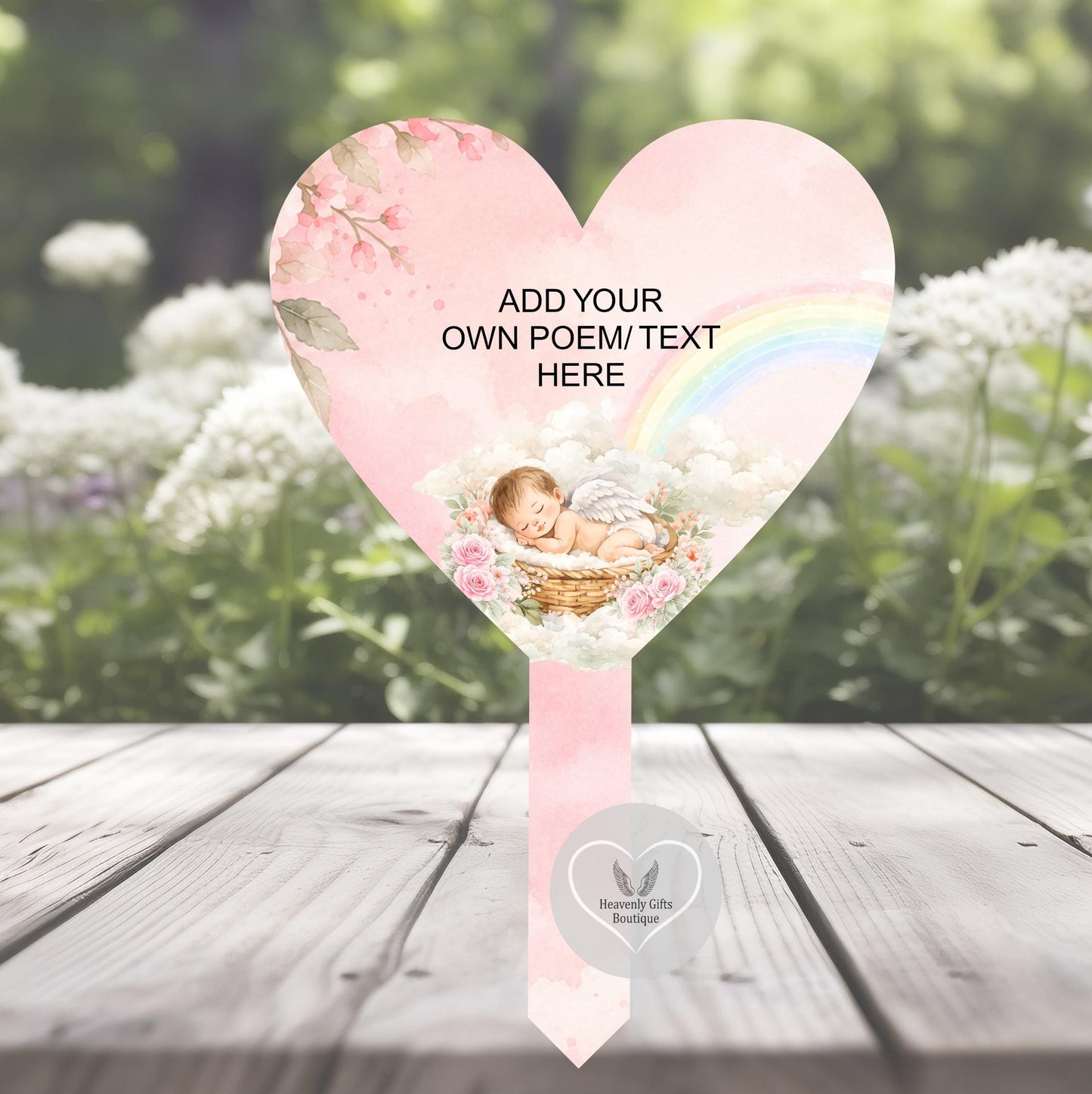 Pink baby loss memorial grave marker with your own personalised wording