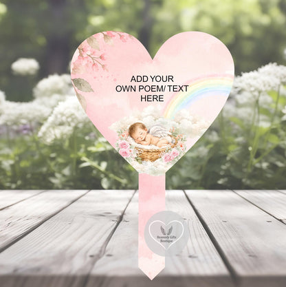 Pink baby loss memorial grave marker with your own personalised wording