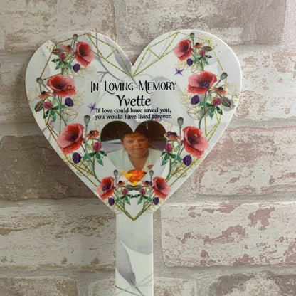 Poppy heart memorial grave marker for a loved one